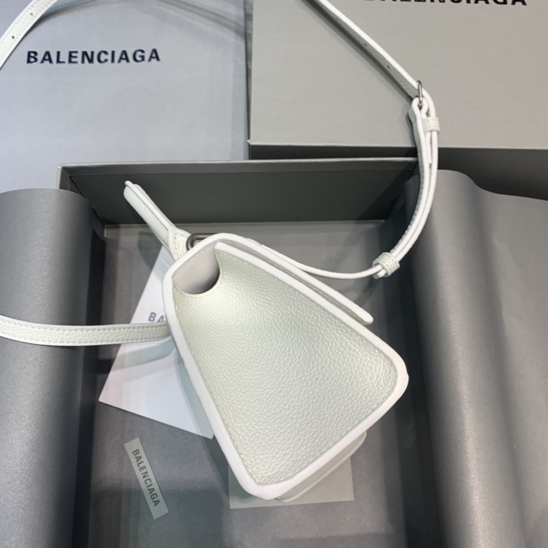 Balenciaga Hourglass XS Handbag Grain Calfskin Shoulder Bag White